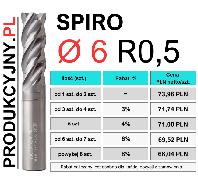 Frez fi 6 R0,5 SPIRO